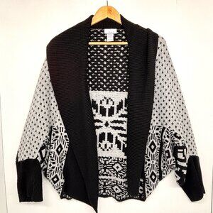 Loop 18 Cardigan Sweater Open Front Black & Gray Women's Size 21/23 Made in USA